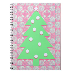 Weihnachtsbaum in Rosa und Grün-Journal Notizblock