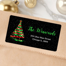 Weihnachtsbaum in Rot und Grün Adressaufkleber