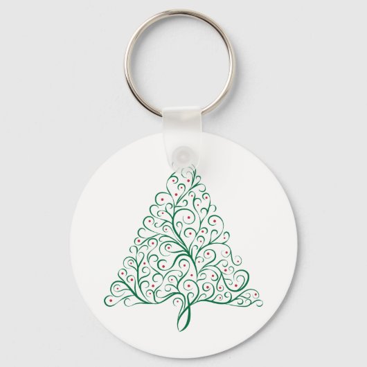 Weihnachtsbaum in Rot und Grün geblüht Schlüsselanhänger (Vorderseite)