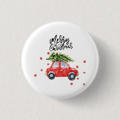 Weihnachtsbaum in rotem Auto Button (Vorderseite)
