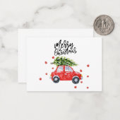 Weihnachtsbaum in rotem Auto Mitteilungskarte (Vorderseite/Rückseite Beispiel)