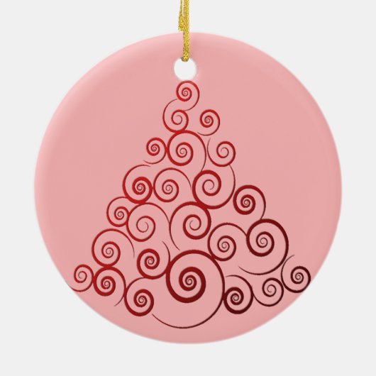Weihnachtsbaum in Roter Curleque Keramik Ornament (Hinten)