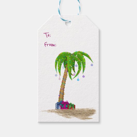 Weihnachtsbaum in Sand Geschenkanhänger (Vorderseite)