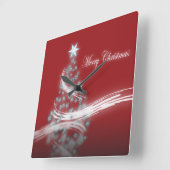 Weihnachtsbaum in schick Weihnachten Quadratische Wanduhr (Winkel)