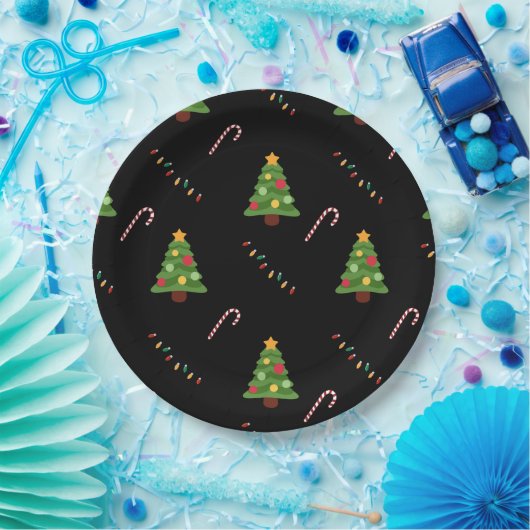 Weihnachtsbaum in Schwarz Pappteller (Party)
