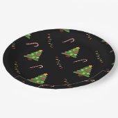 Weihnachtsbaum in Schwarz Pappteller (Schrägansicht)