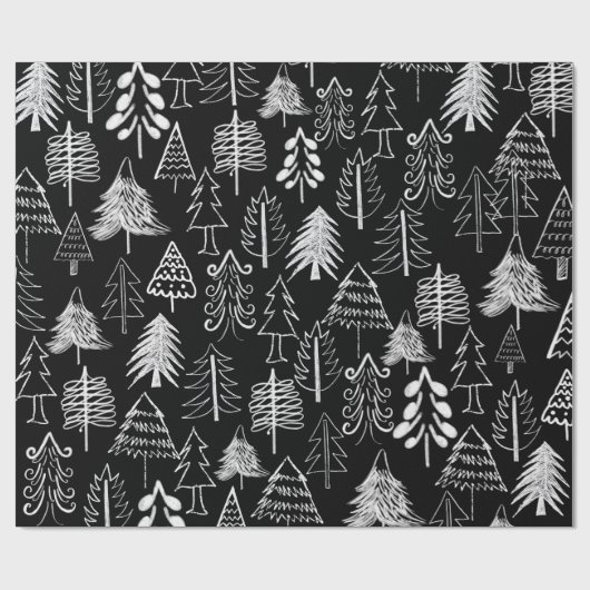 Weihnachtsbaum in Schwarz und Weiß Geschenkpapier (Flach)