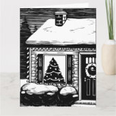 Weihnachtsbaum in Schwarz und Weiß Karte (Vorderseite)