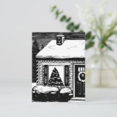 Weihnachtsbaum in Schwarz und Weiß Postkarte (Stehend Vorderseite)