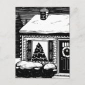 Weihnachtsbaum in Schwarz und Weiß Postkarte (Vorderseite)