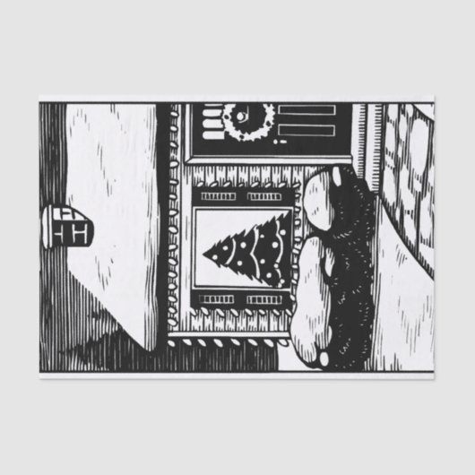 Weihnachtsbaum in Schwarz und Weiß Seidenpapier (Vorderseite)