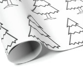 Weihnachtsbaum in Weiß mit schwarzer Umrandung Ges Geschenkpapier (Rolleneckpunkt)