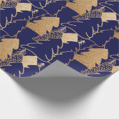 Weihnachtsbaum Indigo Blue Gold Extravaganter Glit Geschenkpapier (Ecke)