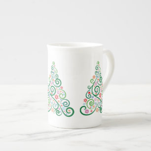 Weihnachtsbaum individuell bedruckter Bone-China-M Porzellantasse