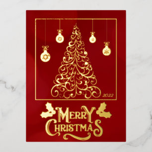 Weihnachtsbaum - individueller Gruß Folien Feiertagspostkarte
