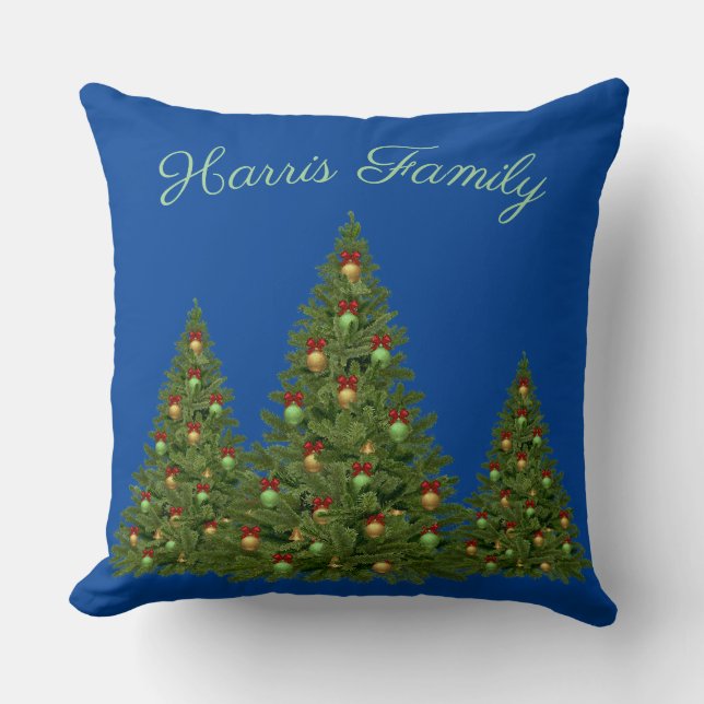 Weihnachtsbaum ist mit Blau Kissen (Vorderseite)