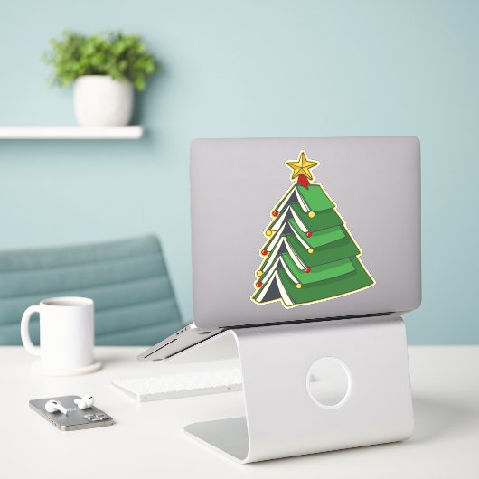 Weihnachtsbaum IV Aufkleber (Laptop auf Schreibtisch)