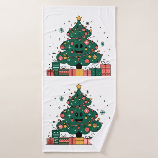 Weihnachtsbaum Jahresgrüße Badehandtuch (Badehandtuch)