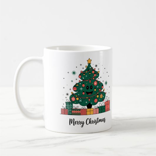 Weihnachtsbaum Jahresgrüße Kaffeetasse (Links)