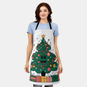 Weihnachtsbaum Jahresgrüße Schürze (Getragen)