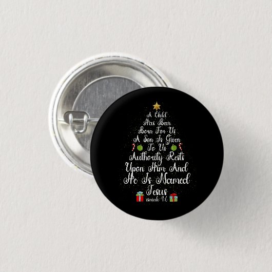 Weihnachtsbaum Jesus Mighty God Isaiah 9 6 Glaube Button (Vorne & Hinten)