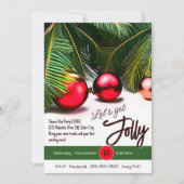 Weihnachtsbaum Jolly Rote Ornamente Tropisch Einladung (Vorderseite)