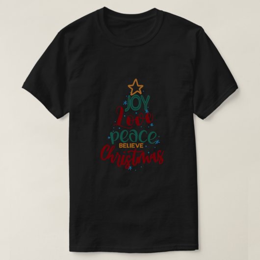 Weihnachtsbaum Joy Liebe Peace T-Shirt (Design vorne)