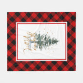 Weihnachtsbaum Joyeux Weihnachten Typografie Fleecedecke (Vorderseite (Horizontal))