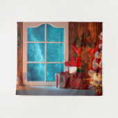 Weihnachtsbaum-Kabinenwinter Weihnachtshintergrund Wandteppich (Vorderseite (Horizontal))