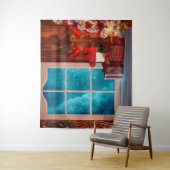 Weihnachtsbaum-Kabinenwinter Weihnachtshintergrund Wandteppich (Beispiel)