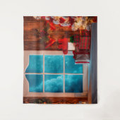 Weihnachtsbaum-Kabinenwinter Weihnachtshintergrund Wandteppich (Vorderseite)