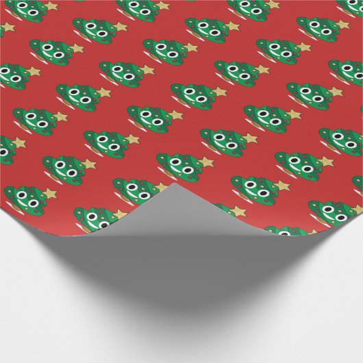Weihnachtsbaum Kacke Emoji Wrapping Paper Geschenkpapier (Ecke)