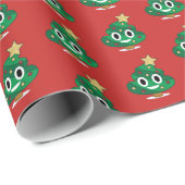 Weihnachtsbaum Kacke Emoji Wrapping Paper Geschenkpapier (Rolleneckpunkt)