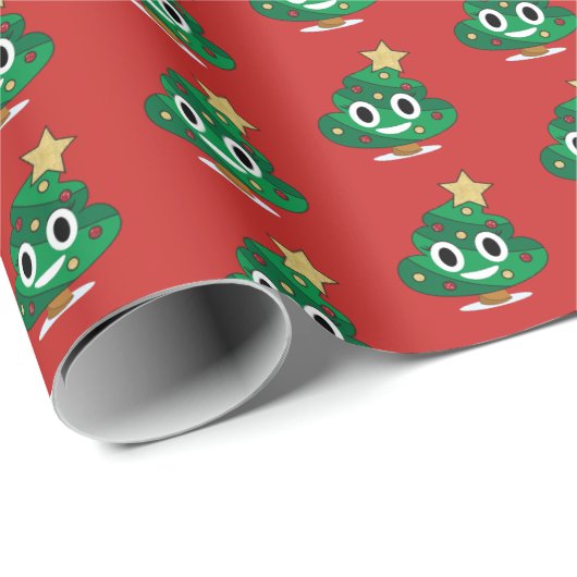 Weihnachtsbaum Kacke Emoji Wrapping Paper Geschenkpapier (Rolleneckpunkt)