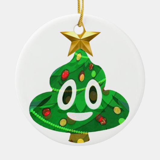 Weihnachtsbaum kacken Emoji Keramikornament (Vorne)