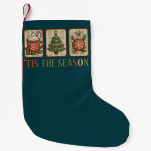 Weihnachtsbaum-Kakao Retro-Feiertag Die Zeit ist g Kleiner Weihnachtsstrumpf