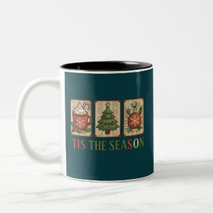 Weihnachtsbaum-Kakao Retro-Feiertag Die Zeit ist g Zweifarbige Tasse