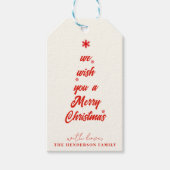 Weihnachtsbaum-Kalligrafie | Familienname Geschenkanhänger (Vorderseite)