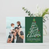 Weihnachtsbaum Kalligrafie Script Holiday Foto Feiertagskarte (Stehend Vorderseite)