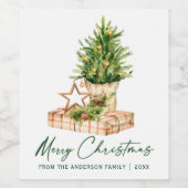 Weihnachtsbaum-Kalligrafie-Tintenschrift Weinetikett (Einzelnes Label)
