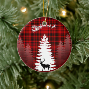Weihnachtsbaum kariert keramik ornament