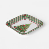 Weihnachtsbaum Kariert mit Holly Pappteller (Gewinkelt)