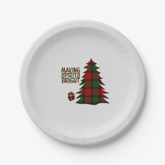 Weihnachtsbaum Kariert Pappteller (Vorderseite)