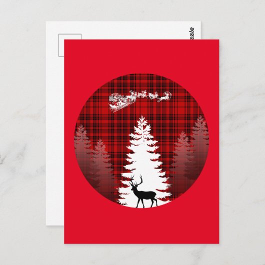Weihnachtsbaum kariert postkarte (Vorne/Hinten)