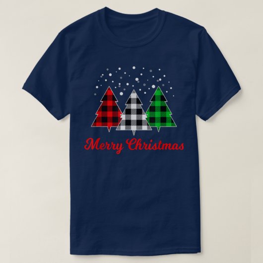 Weihnachtsbaum Kariert Red Green White Tree Merry  T-Shirt (Design vorne)
