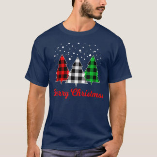 Weihnachtsbaum Kariert Red Green White Tree Merry  T-Shirt