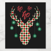 Weihnachtsbaum Kariert Weinetikett (Einzelnes Label)