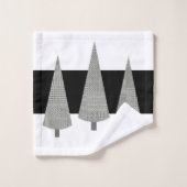Weihnachtsbaum Kariertes Muster auf Weißen Streife Badhandtuch Set (Waschlappen)