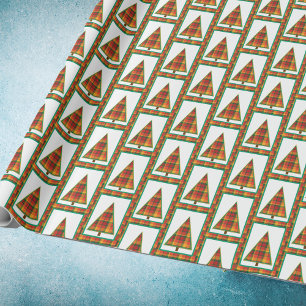 Weihnachtsbaum Kariertes Weihnachtswrapping Papier Geschenkpapier