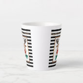 Weihnachtsbaum-Karte gestreift Schwarz-weiß Milchtasse (Vorderseite)